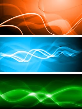 Set of abstract banners with waves - eps 10 vector