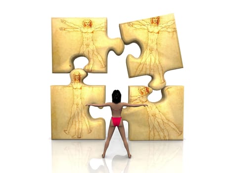 woman and puzzle