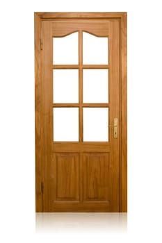 decor wooden door. Isolated over white background