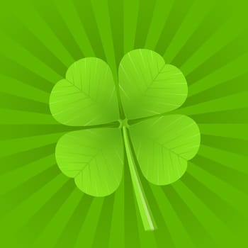 Four Leaf Clover Illustration full of luck with green stripes in background