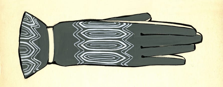 Sketch of a woman glove over plain background