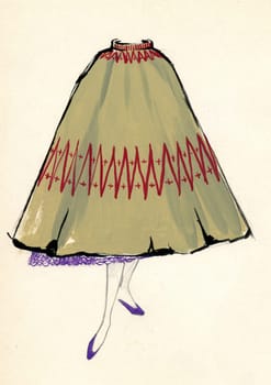 Sketch of a woman dress over plain background