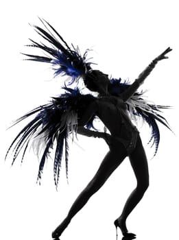 woman showgirl dancer revue dancing in studio isolated on white background