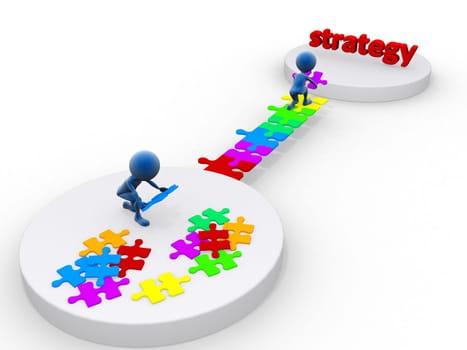business team work building a puzzle. Business strategy concept. Isolated