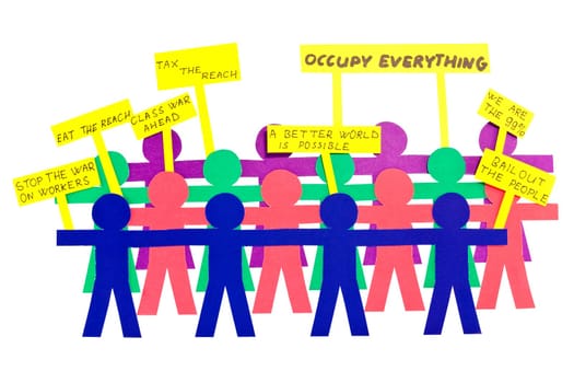 paper people with posters on the strike