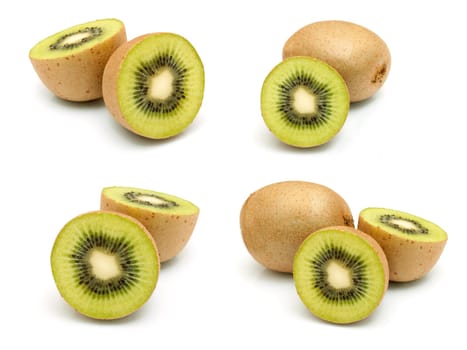 Collection of Fresh Kiwi Fruits on White Background