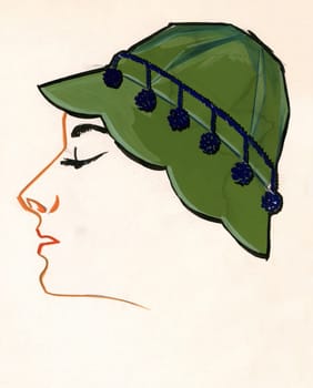 Sketch of a woman cap over plain background