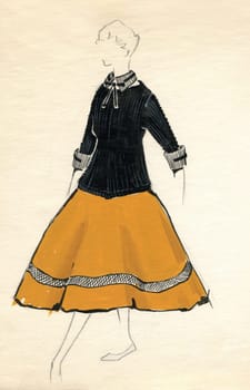 Sketch of a woman dress over plain background