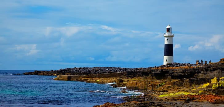 Inis Oirr (Inisheer) Lighthouse on Inisheer island, Ireland.