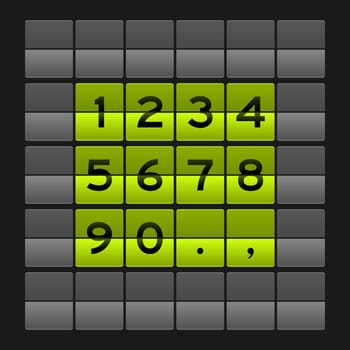 Green Flipping Display with Numbers on dark background as vector illustration
