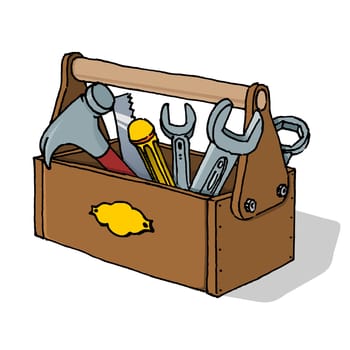 Scalable Vector Illustration of Equipment in Toolbox isolated on white background