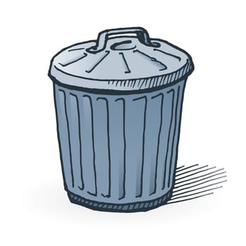Handmade illustration of garbage bin on white background