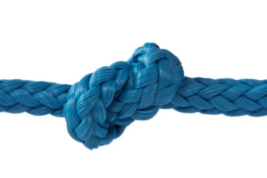 blue rope with knot on white background