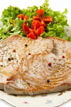 tuna filet with salad