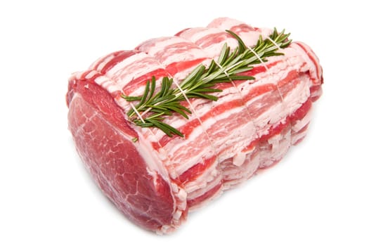 raw meat with rosemary