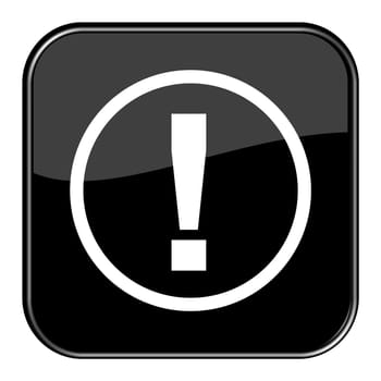 Glossy Button black - exclamation mark