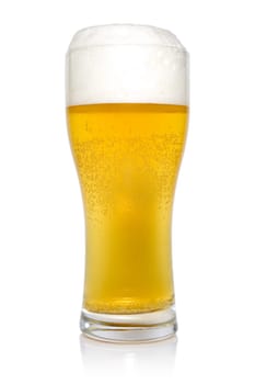 Glass of beer isolated on white background.