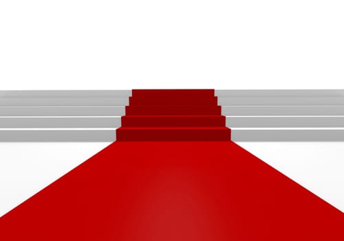 White Stairs with a red carpet,3d image