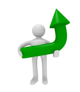 Man with a green arrow,3d image