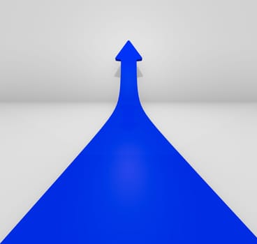 Blue rising arrow,3d image