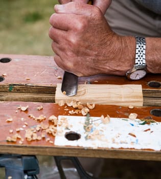 Close up of wood handwork