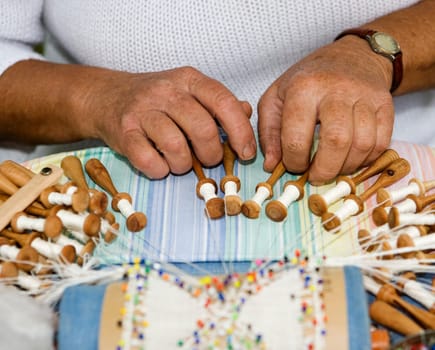 Close up of sewing handwork