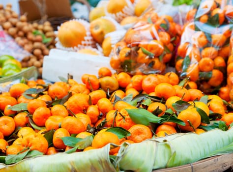 Fruit basket on a street market in Bangkok, Thailand
