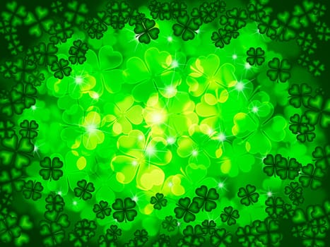 St Patricks Day Four Leaf Clover Shamrock with Blurred Background