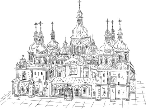 vector - Saint Sophia Cathedral in Kiev, Ukraine isolated on background