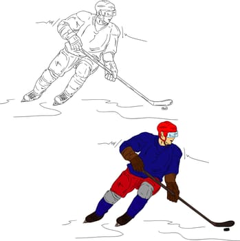 vector - hockey player isolated on background