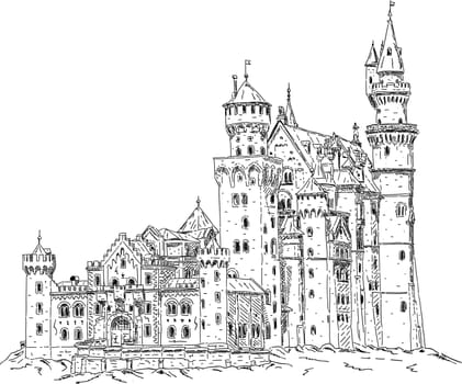 vector - Neuschwanstein Castle in Germany isolated on background