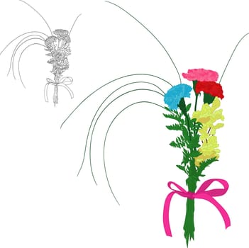 vector - Three color carnations isolated on white