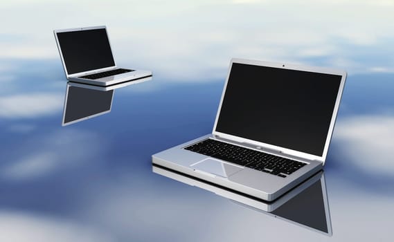 Laptops on silver