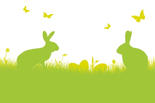 Happy Easter - green silhouette