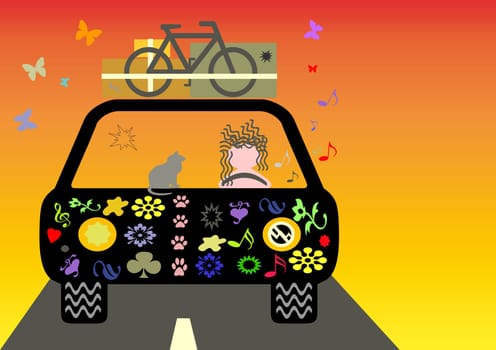 woman in the car