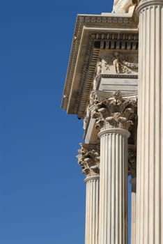 Milan, detail of the capitals of the Arco della Pace