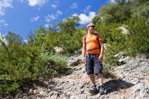 a man on the mountain trek