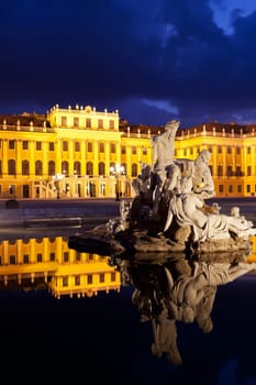 Vienna at night,Schönbrunn,historic building and landmark illuminated