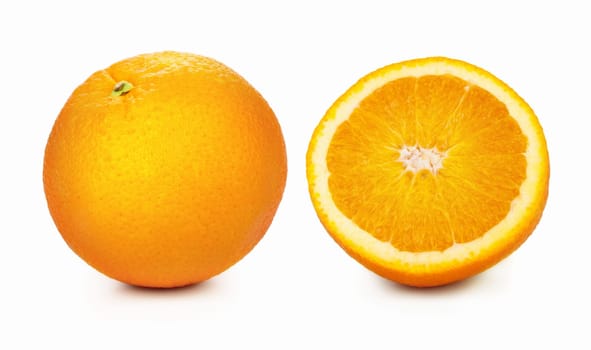 Fresh juicy orange on white background, studio shot
