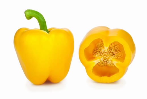 Yellow fresh paprika on white background
