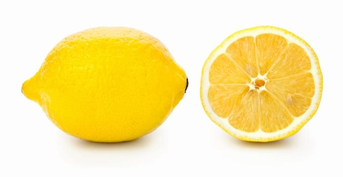 Fresh juicy lemon on white background, studio shot