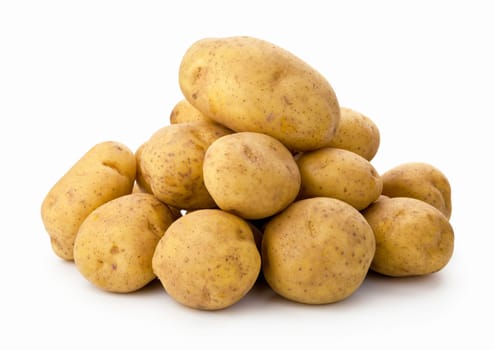 Bunch of potatoes isolated on white background