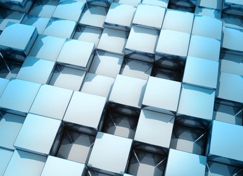 Small metallic cubes, modern abstract background, 3d render