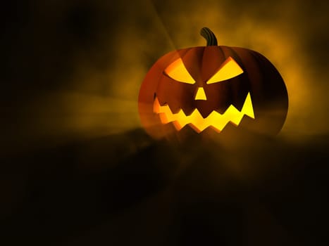 Jack O Lantern, scary halloween pumpkin, 3d illustration