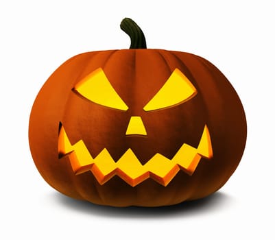 Scary Jack O Lantern halloween pumpkin, 3d illustration