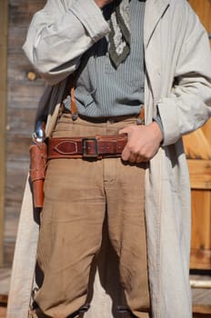 wild west cowboy with holster and revolver