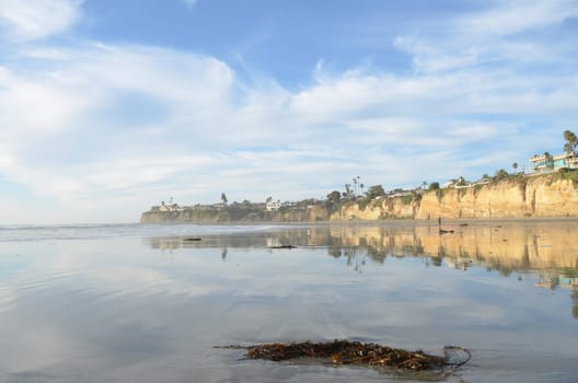 San Diego beachfront at sunset with big sky