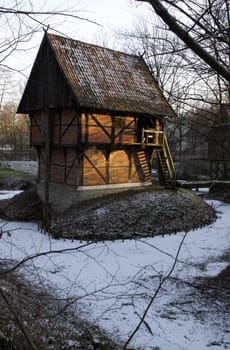 Historic granary in winter