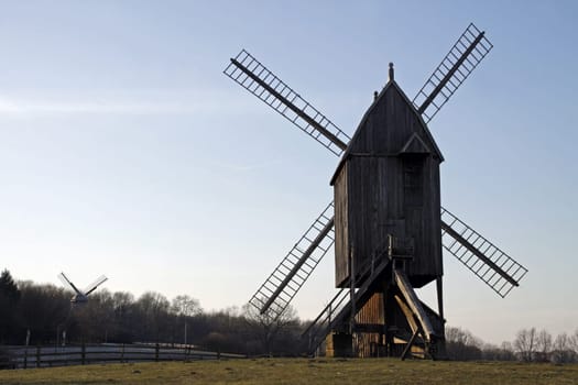 Post windmill in winter