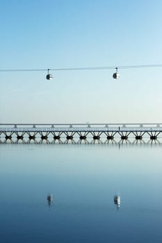 Suspended cable car at Parque das Nacoes, Lisbon
